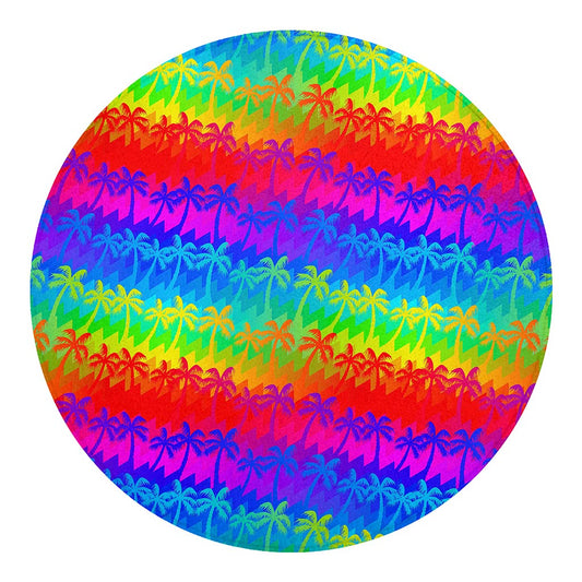 Rainbow Palm Tree Pattern Print Round Blanket