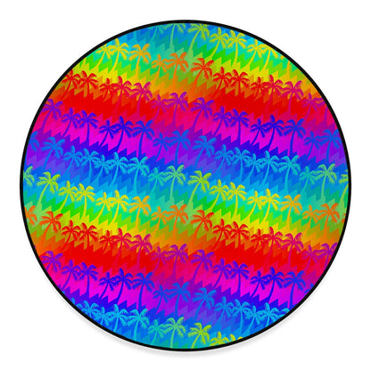 Rainbow Palm Tree Pattern Print Round Floor Mat