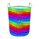 Rainbow Palm Tree Pattern Print Round Laundry Basket
