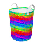 Rainbow Palm Tree Pattern Print Round Laundry Basket