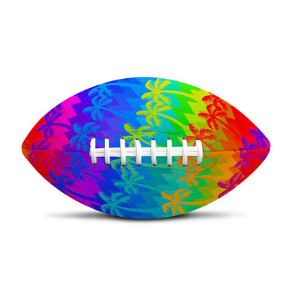 Rainbow Palm Tree Pattern Print Rugby Ball