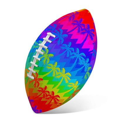 Rainbow Palm Tree Pattern Print Rugby Ball