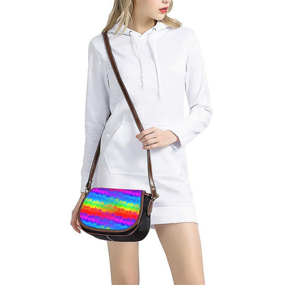 Rainbow Palm Tree Pattern Print Saddle Bag