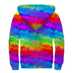 Rainbow Palm Tree Pattern Print Sherpa Lined Zip Up Hoodie