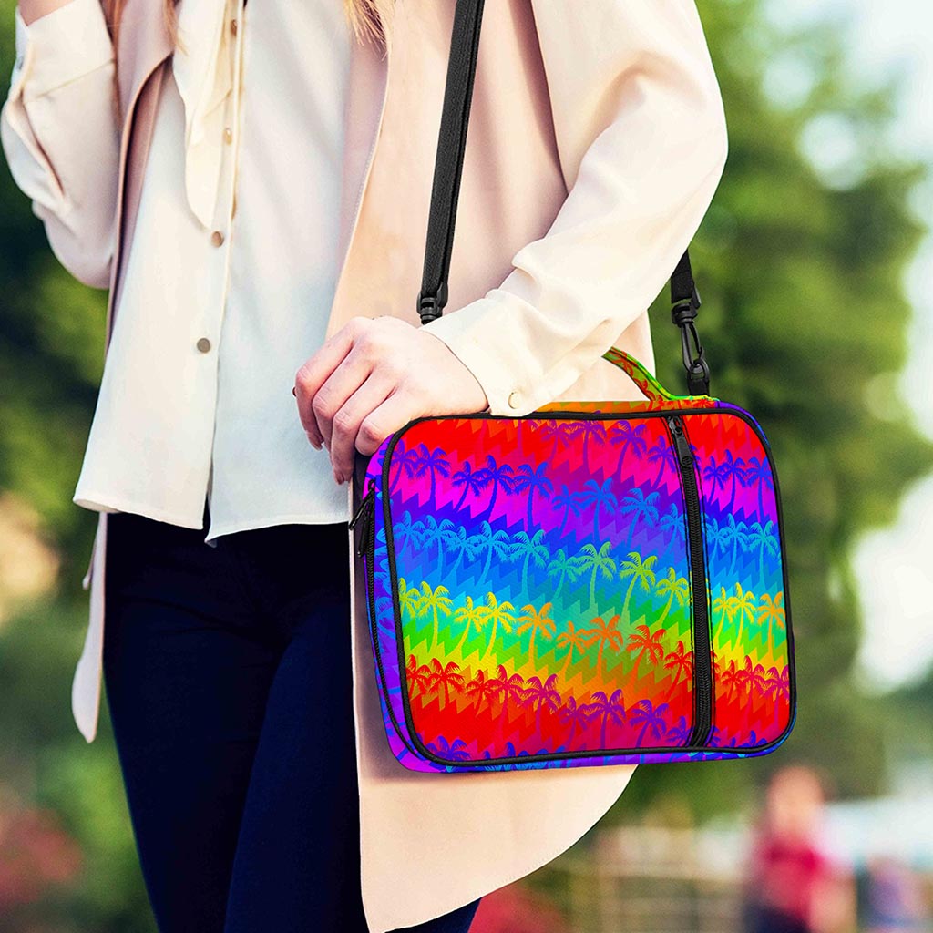Rainbow Palm Tree Pattern Print Shoulder Strap Bible Bag