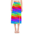 Rainbow Palm Tree Pattern Print Side Slit Midi Skirt
