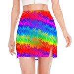 Rainbow Palm Tree Pattern Print Side Slit Mini Skirt