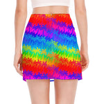 Rainbow Palm Tree Pattern Print Side Slit Mini Skirt