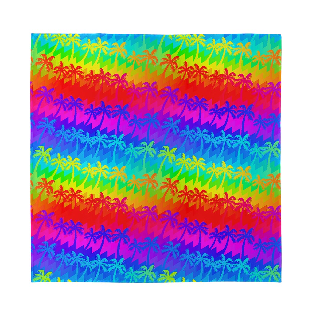 Rainbow Palm Tree Pattern Print Silk Bandana