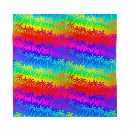 Rainbow Palm Tree Pattern Print Silk Bandana