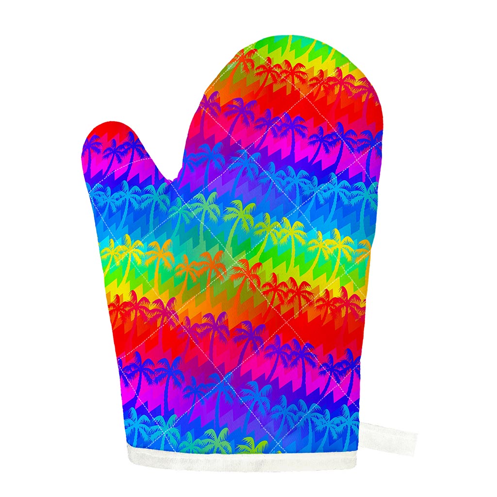 Rainbow Palm Tree Pattern Print Single Oven Mitt