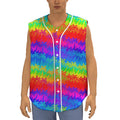Rainbow Palm Tree Pattern Print Sleeveless Baseball Jersey
