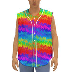 Rainbow Palm Tree Pattern Print Sleeveless Baseball Jersey