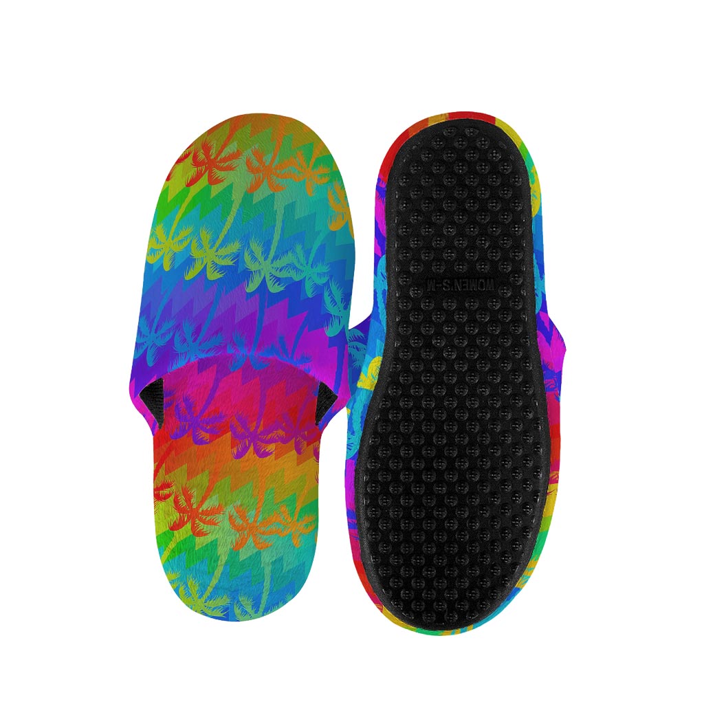 Rainbow Palm Tree Pattern Print Slippers