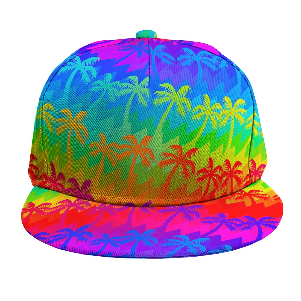 Rainbow Palm Tree Pattern Print Snapback Cap