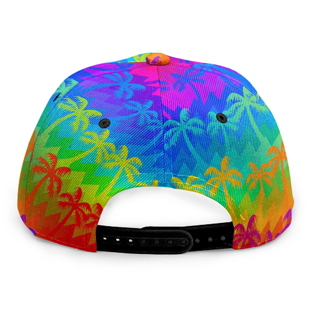 Rainbow Palm Tree Pattern Print Snapback Cap