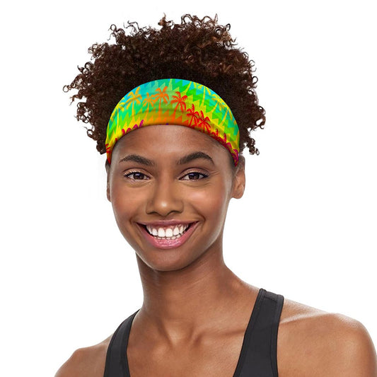 Rainbow Palm Tree Pattern Print Sports Headband
