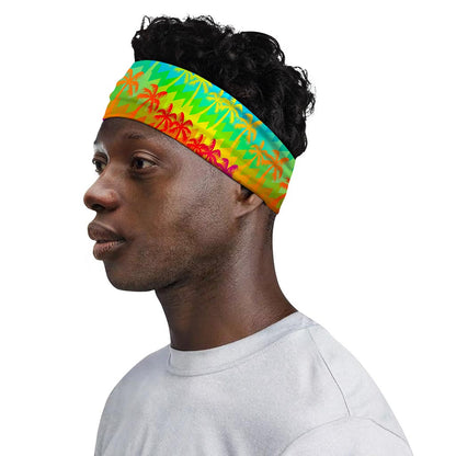 Rainbow Palm Tree Pattern Print Sports Headband