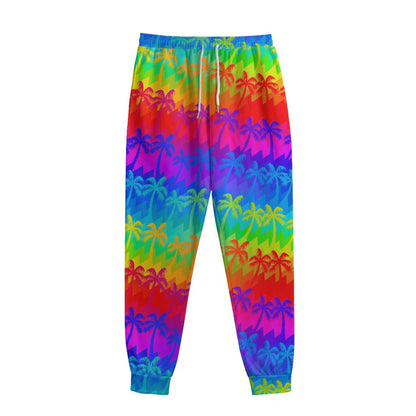 Rainbow Palm Tree Pattern Print Sweatpants