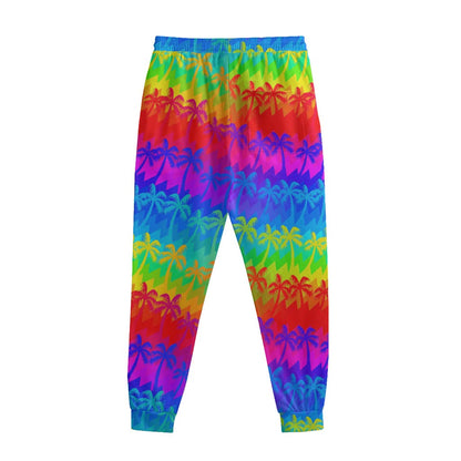 Rainbow Palm Tree Pattern Print Sweatpants