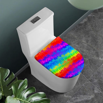 Rainbow Palm Tree Pattern Print Toilet Lid Cover