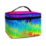 Rainbow Palm Tree Pattern Print Travel Makeup Bag