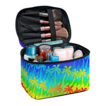 Rainbow Palm Tree Pattern Print Travel Makeup Bag