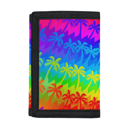 Rainbow Palm Tree Pattern Print Trifold Wallet
