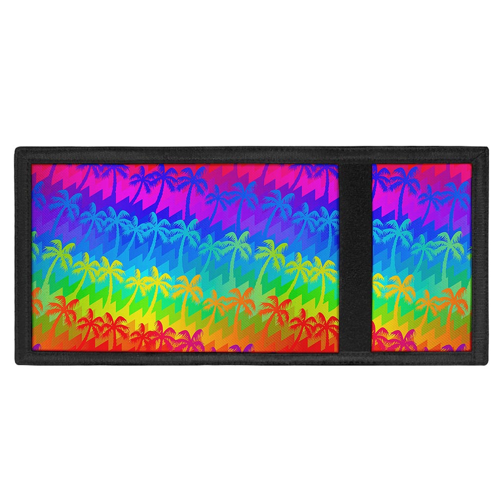 Rainbow Palm Tree Pattern Print Trifold Wallet