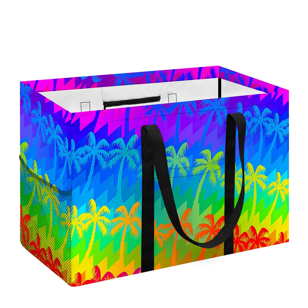 Rainbow Palm Tree Pattern Print Utility Tote Bag