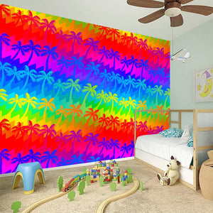 Rainbow Palm Tree Pattern Print Wall Sticker