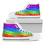 Rainbow Palm Tree Pattern Print White High Top Sneakers