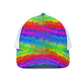 Rainbow Palm Tree Pattern Print White Mesh Trucker Hat