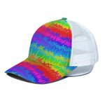 Rainbow Palm Tree Pattern Print White Mesh Trucker Cap