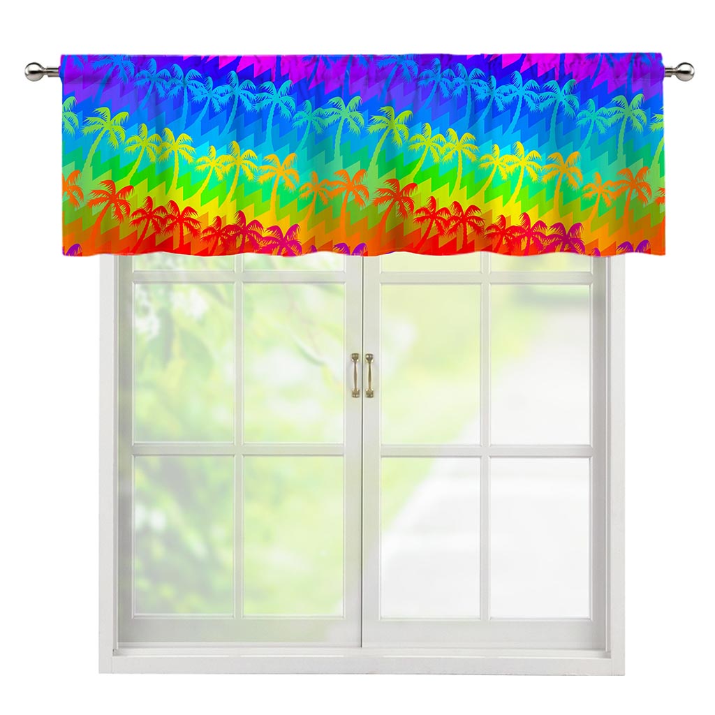 Rainbow Palm Tree Pattern Print Window Valance