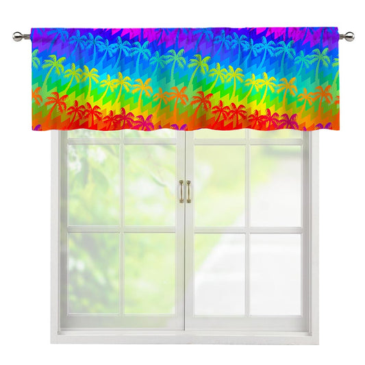 Rainbow Palm Tree Pattern Print Window Valance