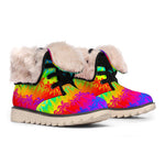 Rainbow Palm Tree Pattern Print Winter Boots