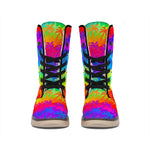 Rainbow Palm Tree Pattern Print Winter Boots