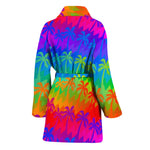 Rainbow Palm Tree Pattern Print Women's Bathrobe