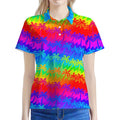 Rainbow Palm Tree Pattern Print Women's Polo Shirt