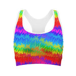 Rainbow Palm Tree Pattern Print Women's Sports Bra