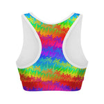 Rainbow Palm Tree Pattern Print Women's Sports Bra