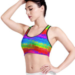 Rainbow Palm Tree Pattern Print Women's Sports Bra