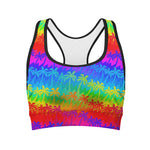 Rainbow Palm Tree Pattern Print Women's Sports Bra