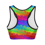 Rainbow Palm Tree Pattern Print Women's Sports Bra
