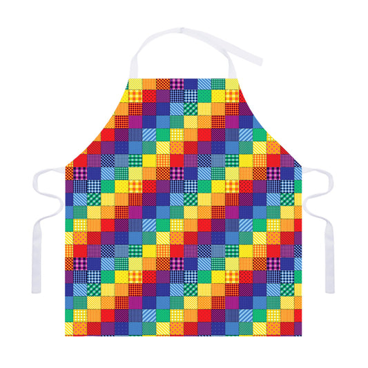 Rainbow Patchwork Pattern Print Adjustable Apron