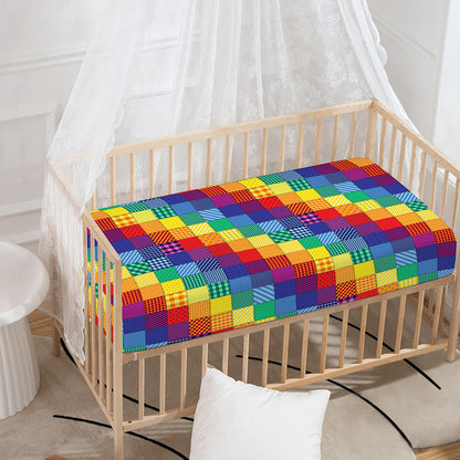 Rainbow Patchwork Pattern Print Baby Crib Sheet