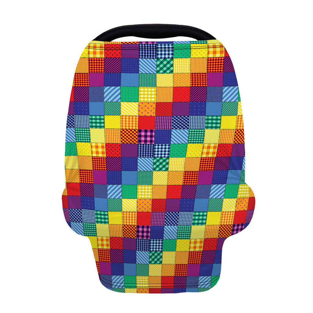 Rainbow Patchwork Pattern Print Baby Seat Cover