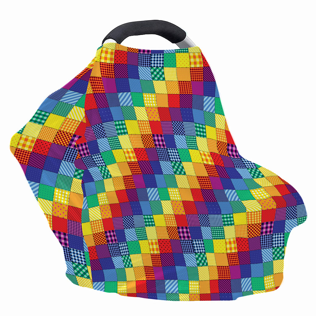 Rainbow Patchwork Pattern Print Baby Seat Cover