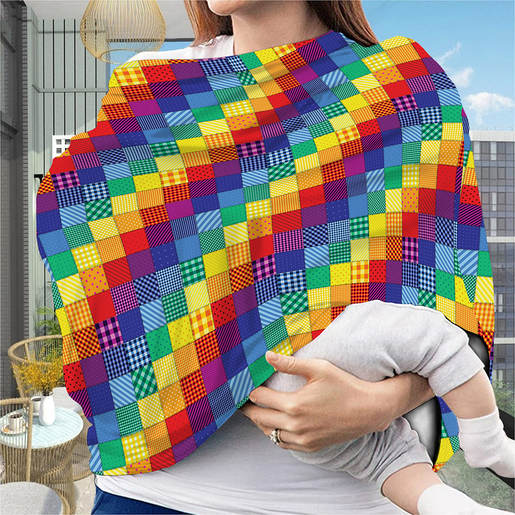Rainbow Patchwork Pattern Print Baby Seat Cover